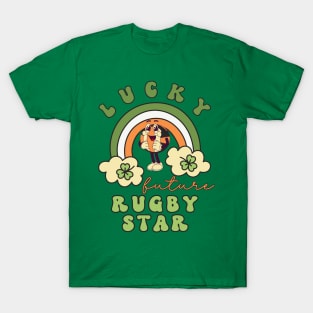 Lucky Future Rugby Star for Kids, St. Patricks Day Kids Gift, Future Rugby Star, Lucky Shamrock, Rainbow Lucky Future Rugby Star Kids T-Shirt